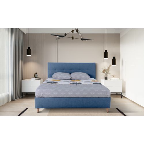 Lit 160x200 cm JAPP tissu bleu