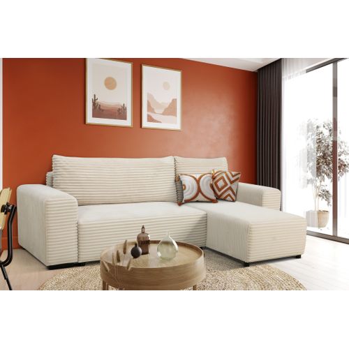 Canapé d'angle méridienne CADIX tissu beige