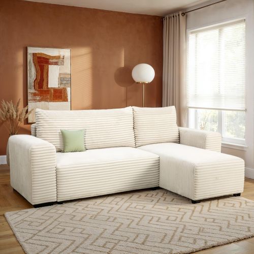 Canapé d'angle méridienne CADIX tissu beige