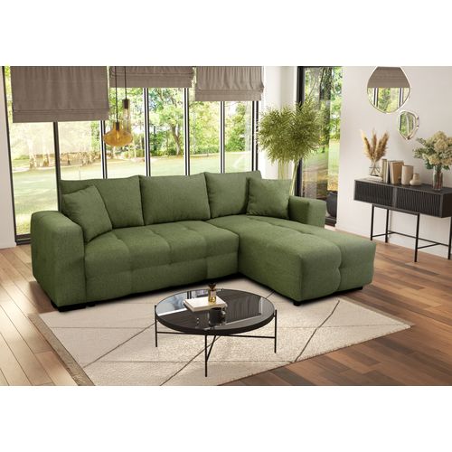 Canapé d'angle méridienne LILOU tissu olive