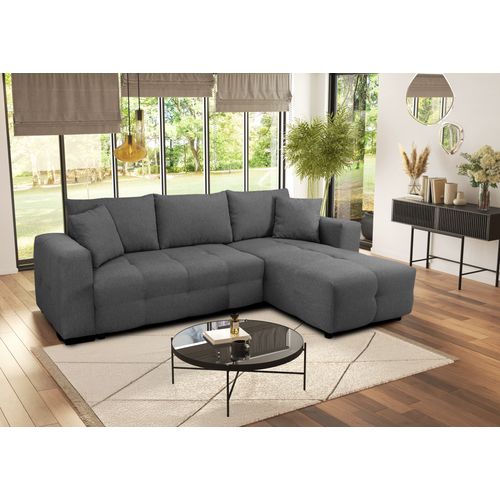 Canapé d'angle méridienne LILOU tissu anthracite