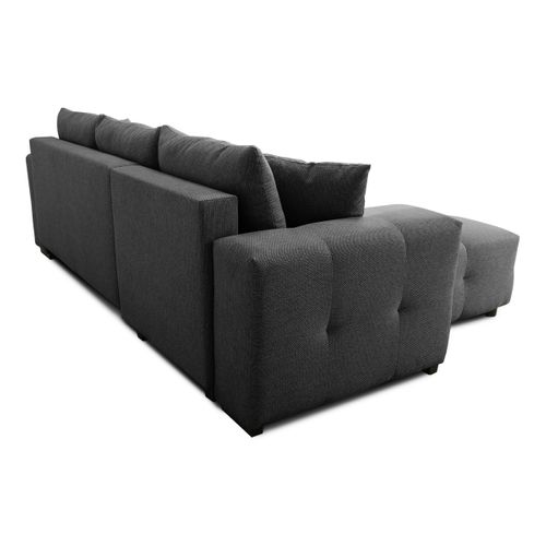 Canapé d'angle méridienne LILOU tissu anthracite