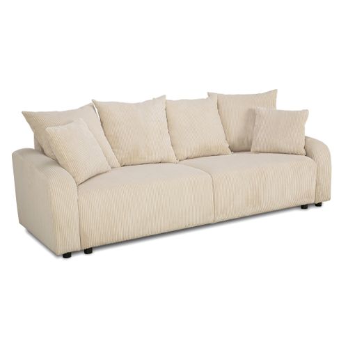 Canapé convertible 3 places TARA velours côtelé beige