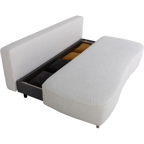 Canapé Convertible - 3 Places - Pyla - Tissu Alice Pearl - Coffre - 203 X 95 X 89 Cm