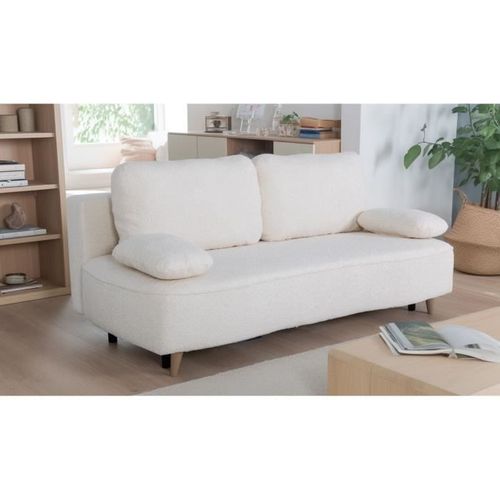 Canapé Convertible - 3 Places - Pyla - Tissu Alice Pearl - Coffre - 203 X 95 X 89 Cm