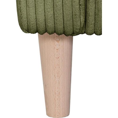 Canapé D'angle Fixe - 3 Places - Chipy - Tissu Lincoln Kaki - Pieds Bois Nature - 192 X 82 X 138 Cm