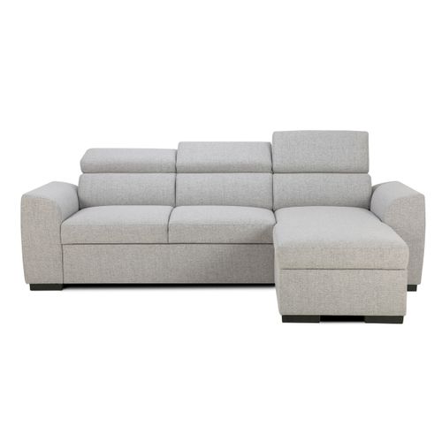 Canapé d'angle convertible méridienne réversible GUSTO tissu gris