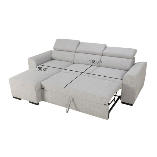 Canapé d'angle convertible méridienne réversible GUSTO tissu gris