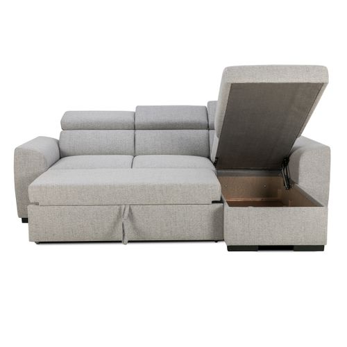 Canapé d'angle convertible méridienne réversible GUSTO tissu gris