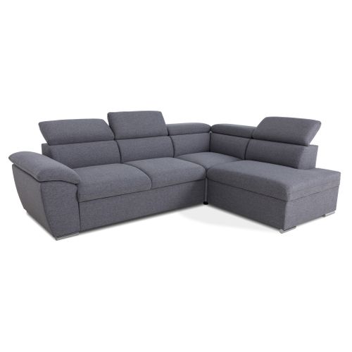 Canapé d'angle convertible méridienne réversible MANHATAN tissu gris