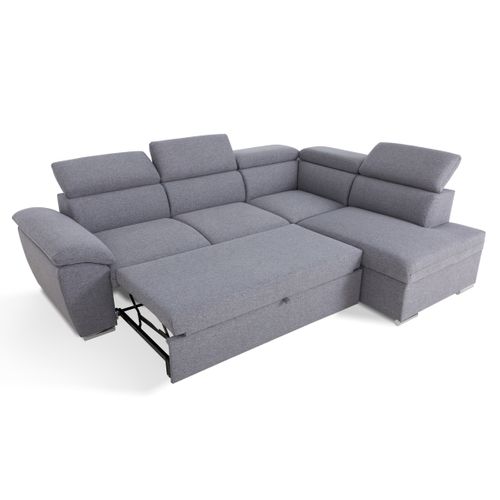 Canapé d'angle convertible méridienne réversible MANHATAN tissu gris
