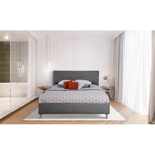 Lit 140x190 cm JAPP velours côtelé Anthracite