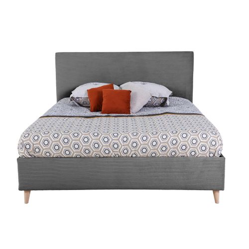 Lit 140x190 cm JAPP velours côtelé Anthracite