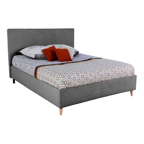 Lit 140x190 cm JAPP velours côtelé Anthracite