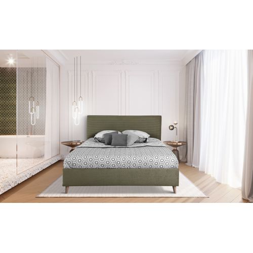 Lit 140x190 cm JAPP velours côtelé Kaki