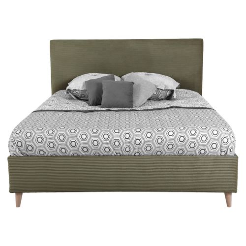 Lit 140x190 cm JAPP velours côtelé Kaki