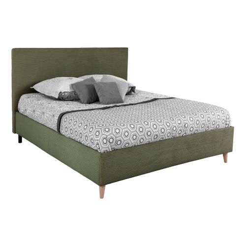 Lit 140x190 cm JAPP velours côtelé Kaki