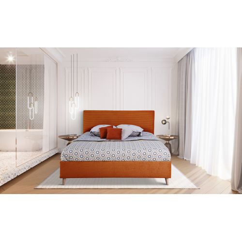 Lit 140x190 cm JAPP velours côtelé terracotta