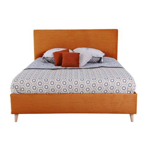 Lit 140x190 cm JAPP velours côtelé terracotta