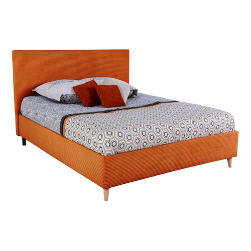 Lit 140x190 cm JAPP velours côtelé terracotta
