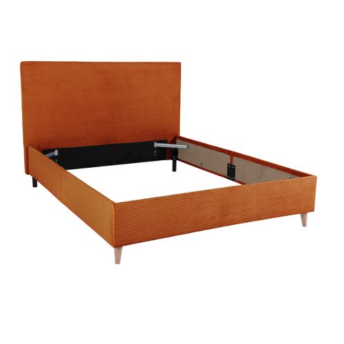 Lit 140x190 cm JAPP velours côtelé terracotta