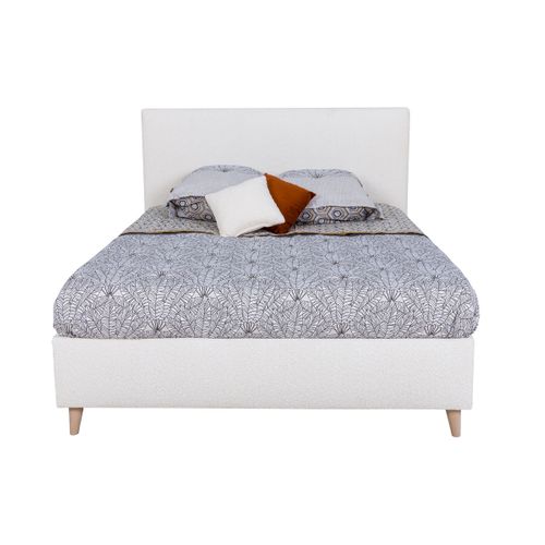 Lit 140x190 cm JAPP tissu bouclette beige
