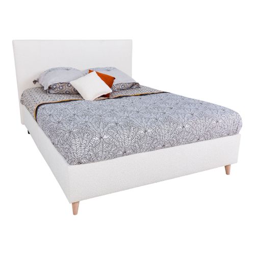 Lit 140x190 cm JAPP tissu bouclette beige