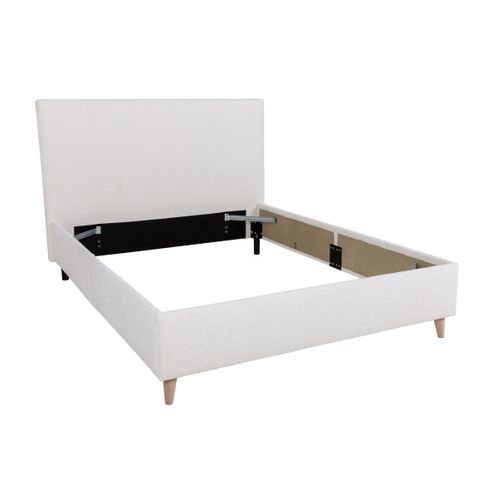 Lit 140x190 cm JAPP tissu bouclette beige