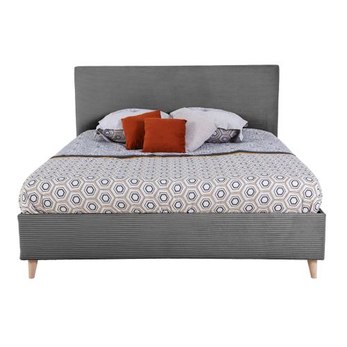 Lit 160x200 cm JAPP velours côtelé anthracite