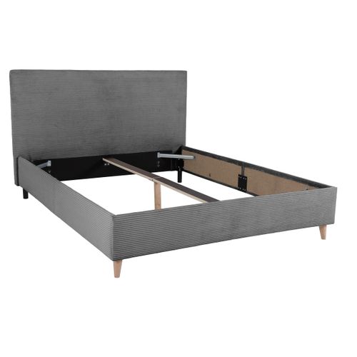 Lit 160x200 cm JAPP velours côtelé anthracite