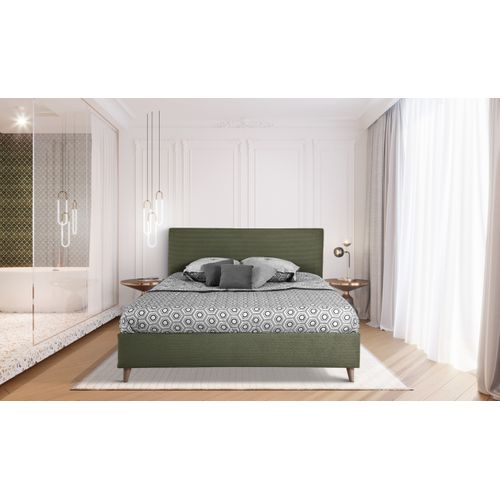 Lit 160x200 cm JAPP velours côtelé Kaki