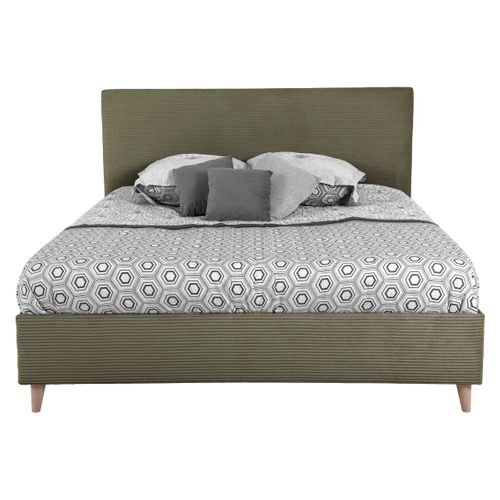 Lit 160x200 cm JAPP velours côtelé Kaki