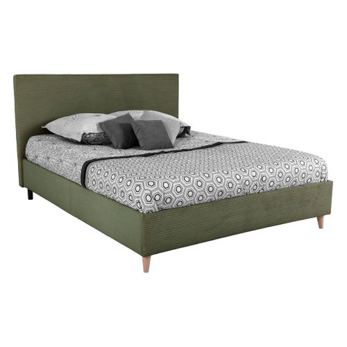 Lit 160x200 cm JAPP velours côtelé Kaki