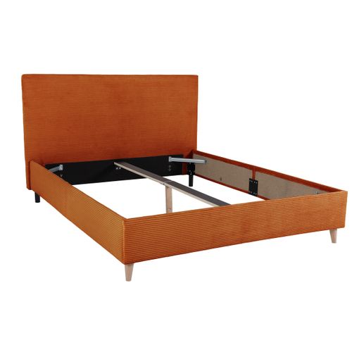 Lit 160x200 cm JAPP velours côtelé terracotta