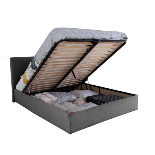 Lit coffre 160x200 cm JAPP velours côtelé anthracite