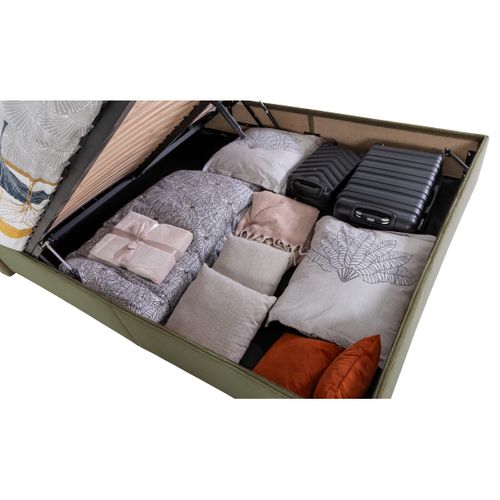 Lit coffre 160x200 cm JAPP velours côtelé Kaki