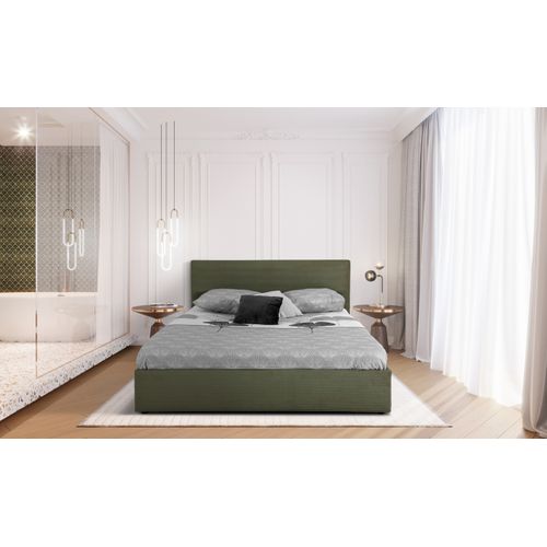 Lit coffre 160x200 cm JAPP velours côtelé Kaki