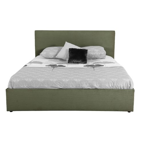 Lit coffre 160x200 cm JAPP velours côtelé Kaki