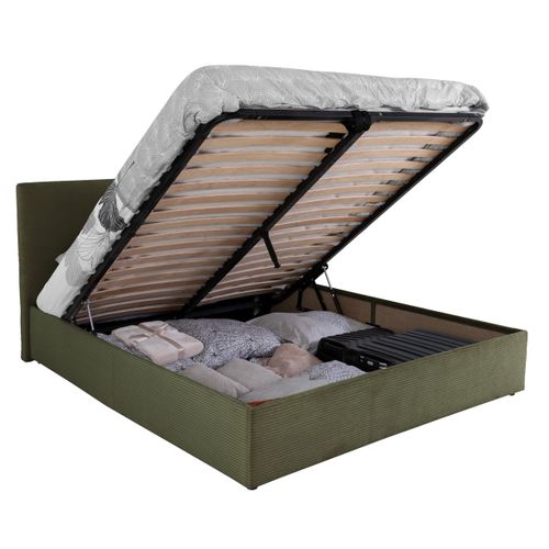 Lit coffre 160x200 cm JAPP velours côtelé Kaki