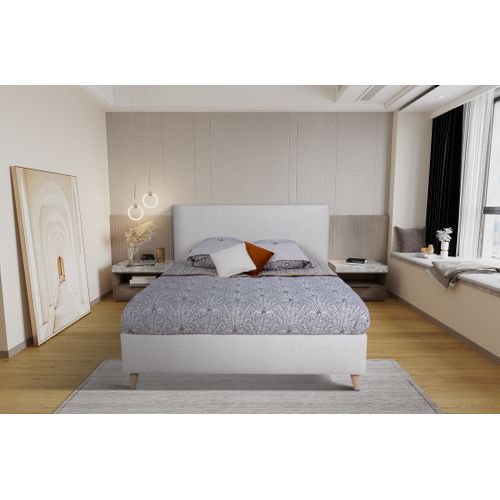 Lit 160x200 cm JAPP tissu bouclette biege