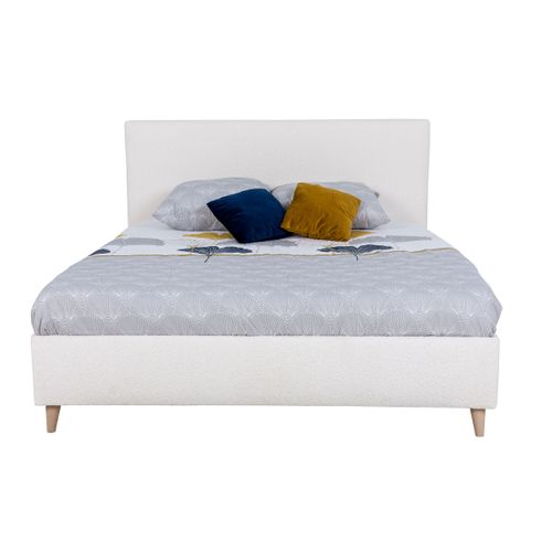 Lit 160x200 cm JAPP tissu bouclette biege