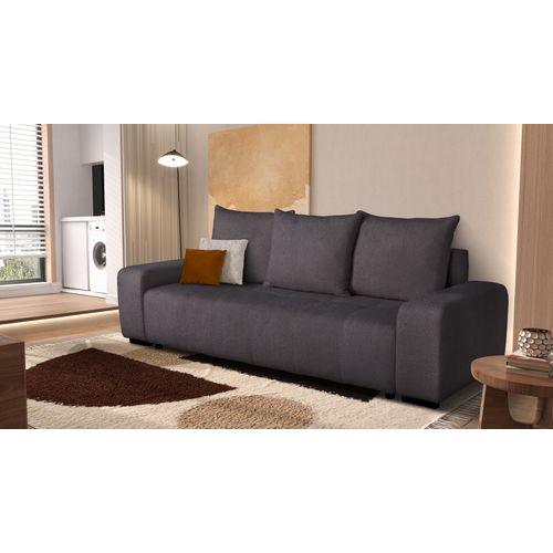 Canapé convertible 3 places BASTIEN tissu noir