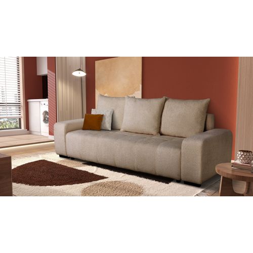 Canapé convertible 3 places BASTIEN tissu cumin