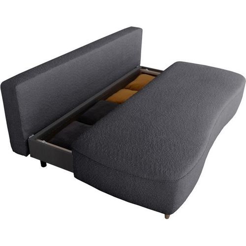 Canapé Convertible - 3 Places - Pyla - Tissu Alice Noir - Coffre - 203 X 95 X 89 Cm