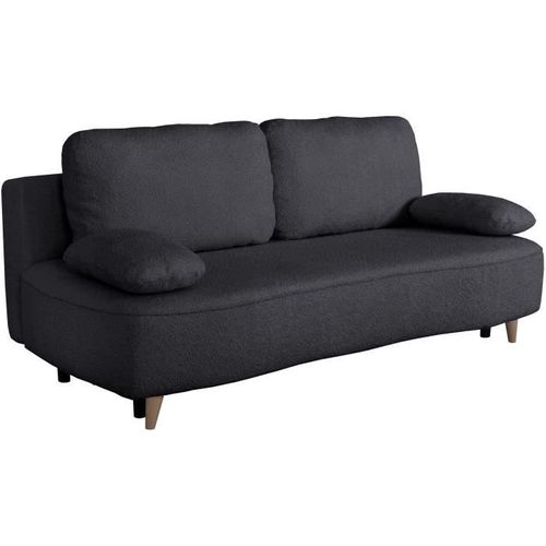 Canapé Convertible - 3 Places - Pyla - Tissu Alice Noir - Coffre - 203 X 95 X 89 Cm