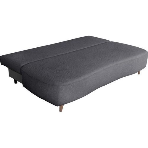 Canapé Convertible - 3 Places - Pyla - Tissu Alice Noir - Coffre - 203 X 95 X 89 Cm
