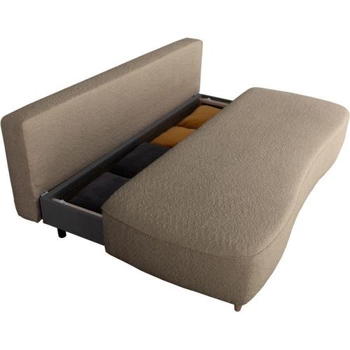 Canapé Convertible - 3 Places - Pyla - Tissu Alice Cumin - Coffre - 203 X 95 X 89 Cm