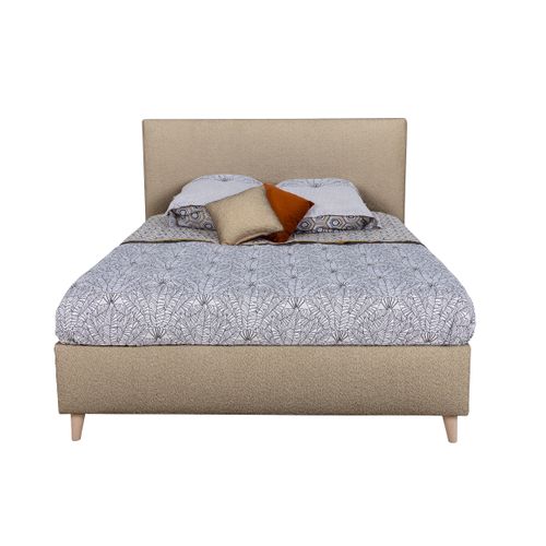 Lit 140x190 cm JAPP tissu bouclette ocre