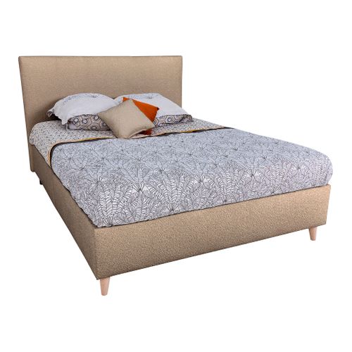 Lit 140x190 cm JAPP tissu bouclette ocre