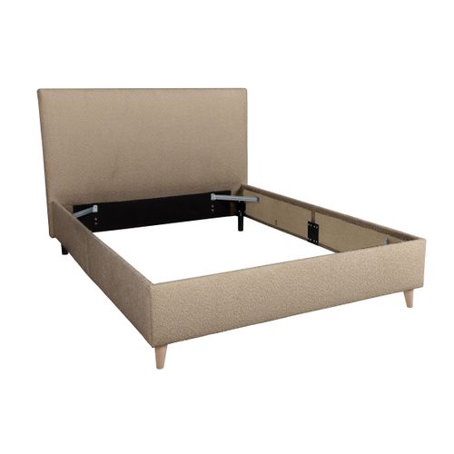 Lit 140x190 cm JAPP tissu bouclette ocre